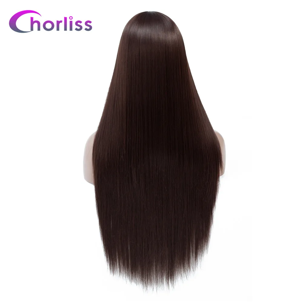 Ombre синтетический парик длинные прямые парики средней части для женщин Chorliss темный корень Meek черный натуральный блонд розовый синий косплей парик