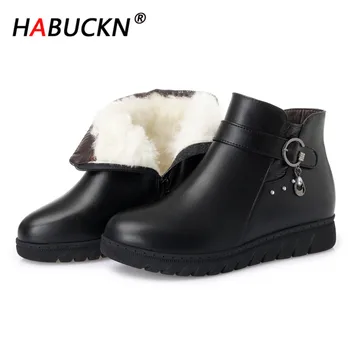 

HABUCKN Women boots new winter thick wool ankle boots elderly the large size 35-43 Warm shoes woman high quality girls boots