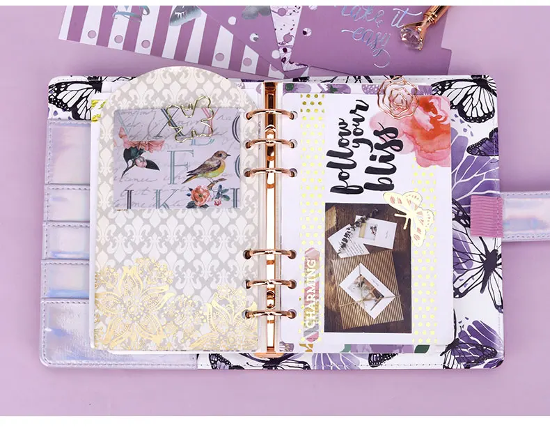 Never Embroidery Butterfly Fabric Cover Notebook Agenda Planner Organizer Monthly Schedule Diary School& Office Stationery