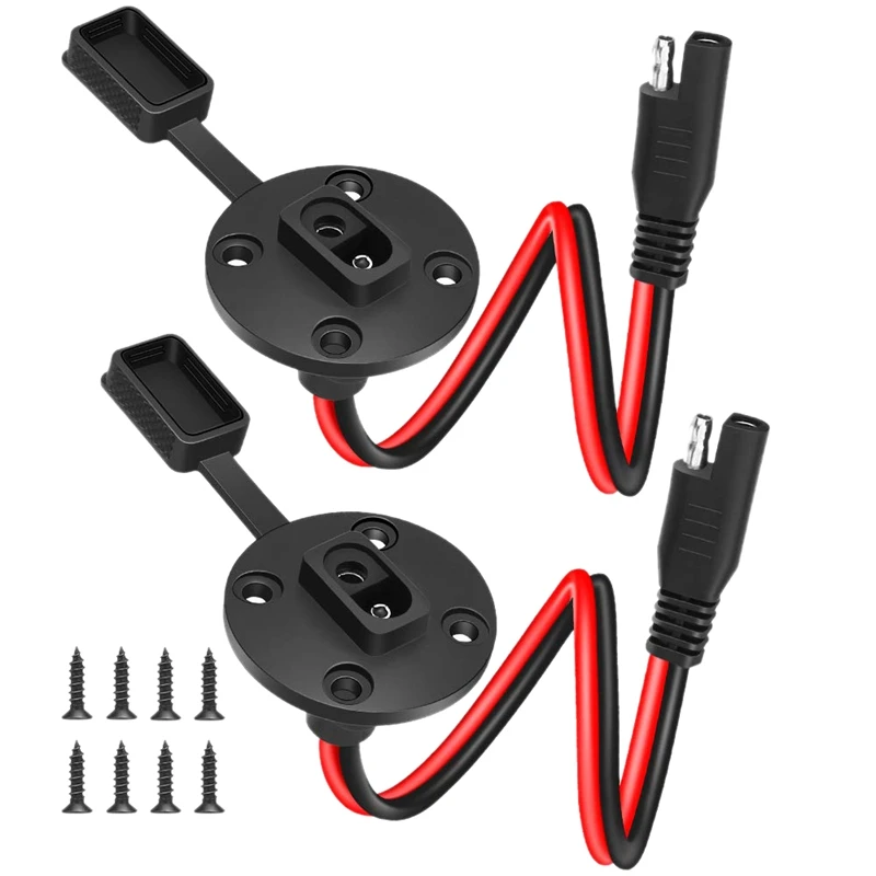 2Pcs SAE Power Socket Sidewall Port Weatherproof Quick Connect Solar Panel Mount Universal Flush-Mountable Connector 12AWG S |