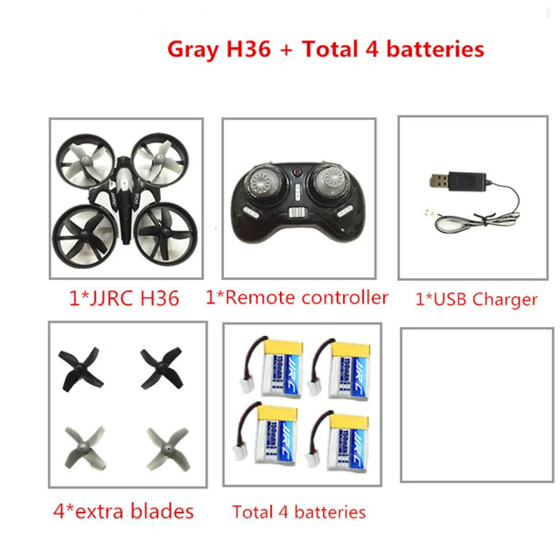 JJRC H36 RC мини-дрон 2,4 ггц квадрокоптер 6-Axis Gyro RC дрон безголовый режим один ключ возврата RC квадрокоптер игрушки для детей, подарки - Цвет: Gray 4