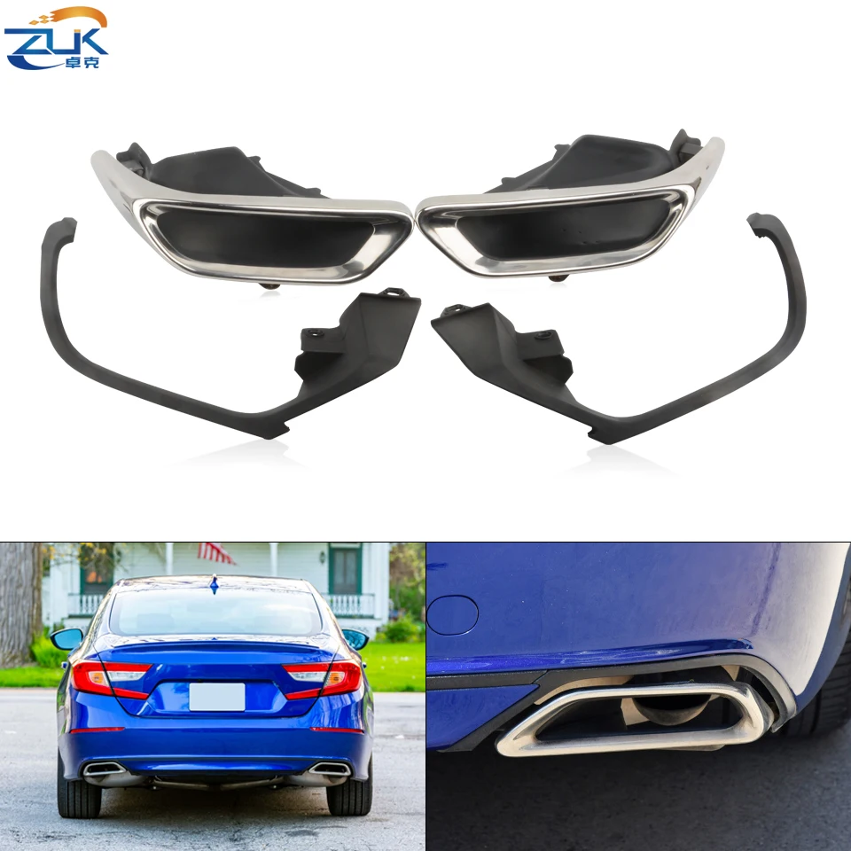 ZUK Chroming EX Muffler Exhaust Pipe End Finisher Tailpipe Set For HONDA ACCORD 2019 2020 CV 10th Generation With Bracket Holder |