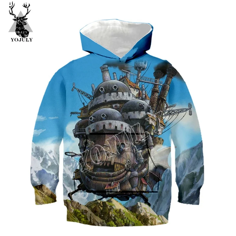 YOJULY Howl's движущийся замок 3D Drucken аниме Повседневный Уличная пуловер Мальчики Девочки Подростки длинный рукав Детская толстовка C71 - Цвет: 6
