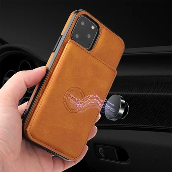 

Mobile phone case for iPhone SE 6 6s 7 8 Plus X XS XR 11 Pro MAX magnetic card bag luxury PU leather bracket protective cover