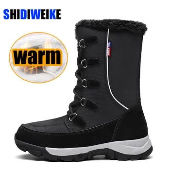 

2020 winter waterproof women snow boots Women's shoes for woman booties Mid-calf warm fur plush velvet Russia big size 41 42