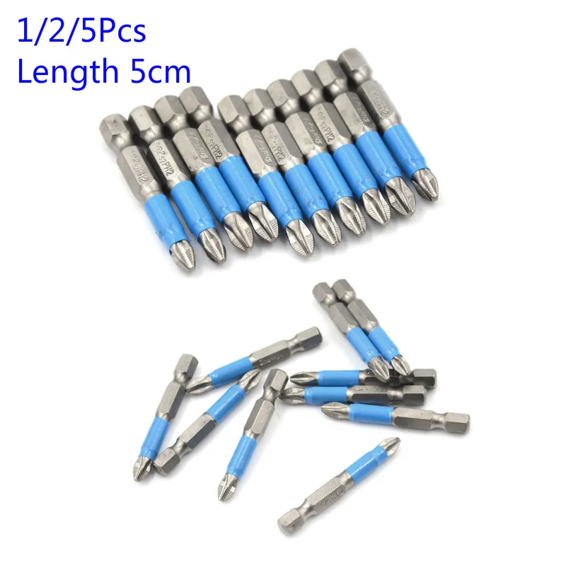 

1/2/5Pcs Alloy S2 Single Head Screwdriver Bits Hex Magnetic Anti Slip Bits Power Tools Length 5cm