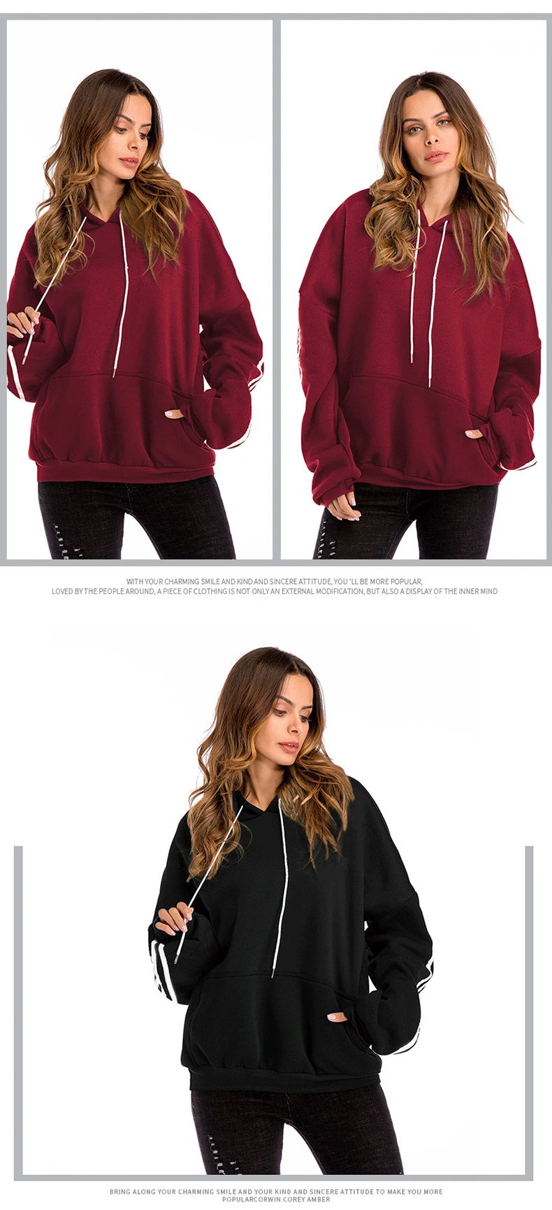 Women Long Sleeve Hoodie Women Pullover Blouse Crop Top Hoodie Sweatshirt Winter Cloth