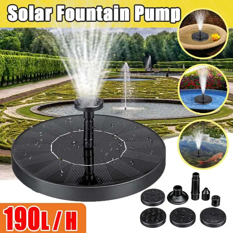 Pond Fountain Pumps 190l H Solar Fountain Panel Water Pump Fish Bird Bath Floating Pond Garden Pools Home Garden