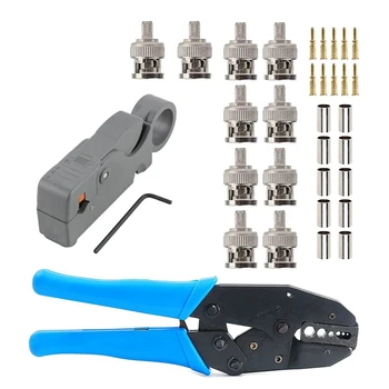 

BMBY-1Set Coax Rf/Bnc Crimp Tools for Rg58 / Rg59 / Rg6 with 10Pcs Bnc Plug Crimp Connector Set