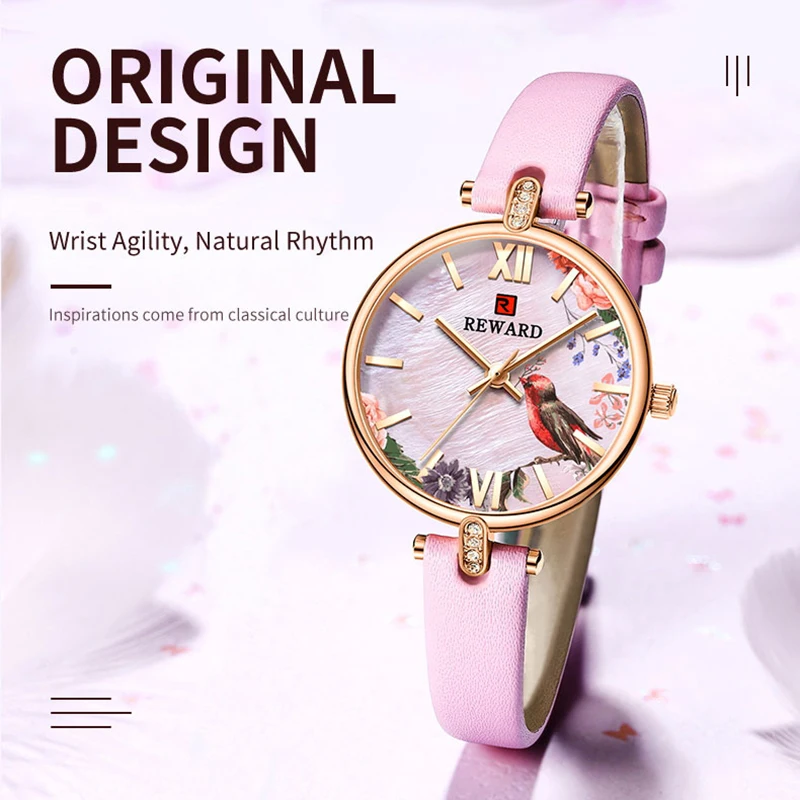 New Reward Casual Vintage Women Wristwatches Japanese Quartz Watch Cheap Ultra Thin Timepiece Leather Wrist Watches for Females