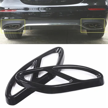 

Car Styling Exhaust Tail Pipes Decoration Frame Black Tail Throat Pipe Modified Cover Trim For Mercedes Benz GLC C E Class W205