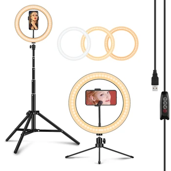 

10inch 26cm USB LED Light Ring Photography Flash Lamp With 150cm Tripod Stand For Makeup Youtube Tik Tok Video Dimmable Lighting