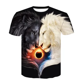 

New Summer cool Style Hip-Hop t-shirt Men/women Print Yin Yang 3d lion T Shirt Harajuku mens Clothes 2019 top Asian Size S-6XL