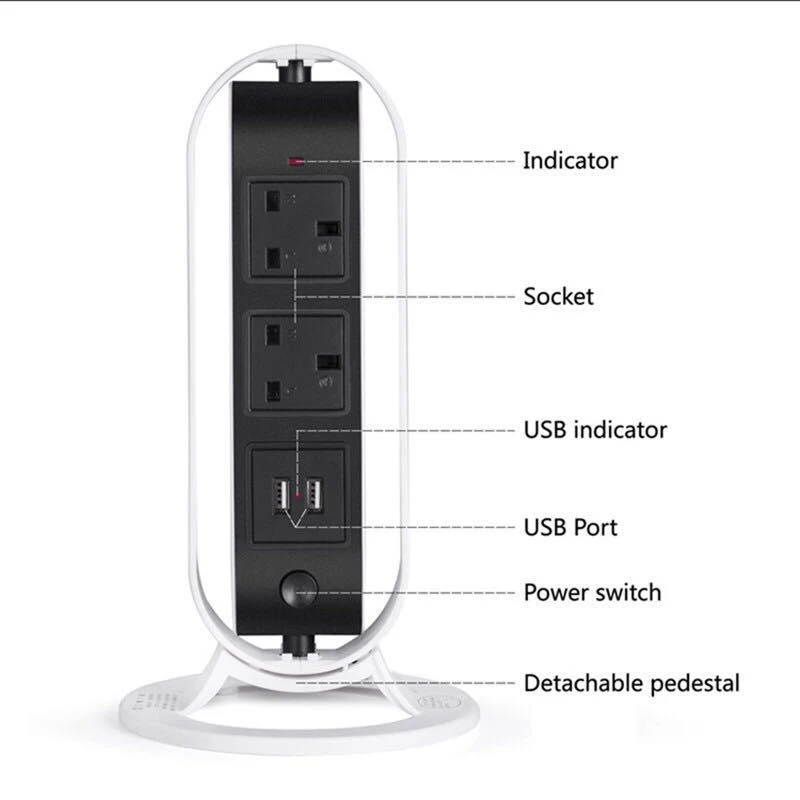 USB Поворотная Вертикальная Розетка универсальный разъем с отверстием Съемная башня ЕС вилка силовая полоса удлинитель для домашнего офиса Переключатель Электрический штекер