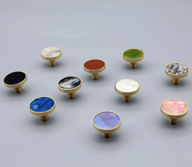 IYRound  Marble pattern brass cabinet pullsKitchen Drawer (4)