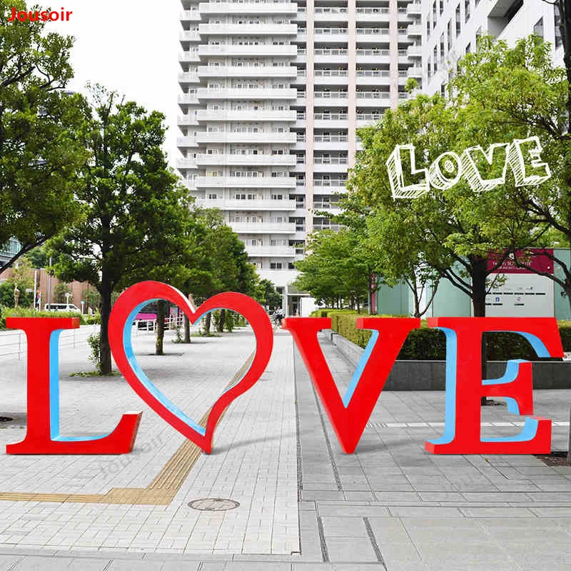 Открытый парк Lin LOVE Letter FRP скульптура поставщика сцена украшения свадебные Композиции украшения CD50 T03 - Цвет: B