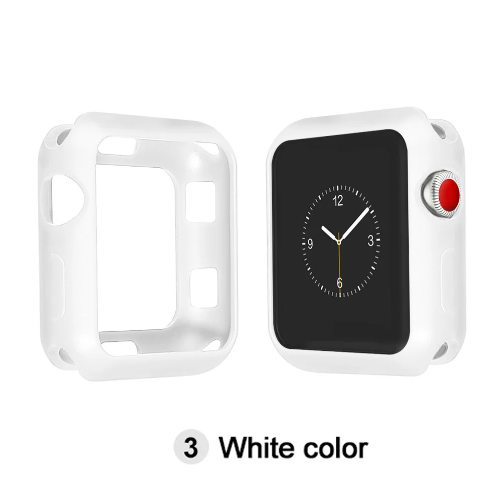 Мягкий силиконовый чехол для Apple Watch 5 4 3 2 1 42 мм 38 мм чехол с полной защитой корпуса для iWatch 5 40 мм 44 мм бампер для часов - Цвет: White