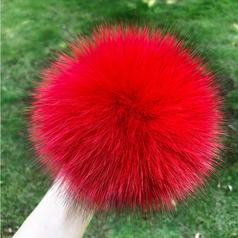 13cm 15cm Raccoon Fur Pompoms for knitted Winter hat cap Real Fox pom poms For beanies scarves Real fur Pompons skullies men Skullies & Beanies