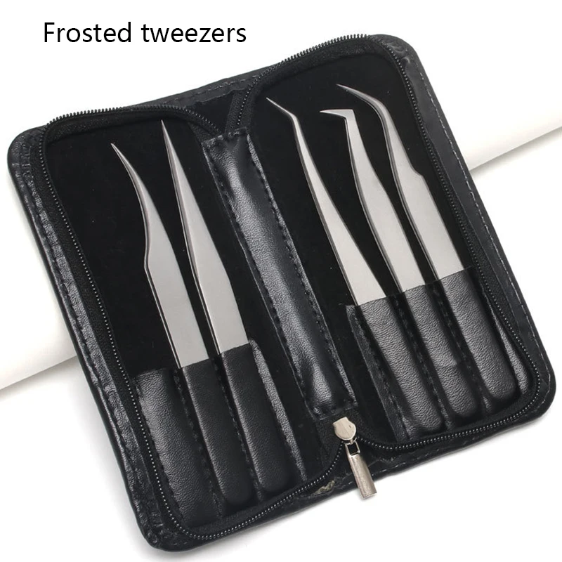 

5pcs Frosted tweezers Curved Nail Tweezers Eyelash Extension Manicure Nail Art Sticker Rhinestone Picking Tools TRXC-06