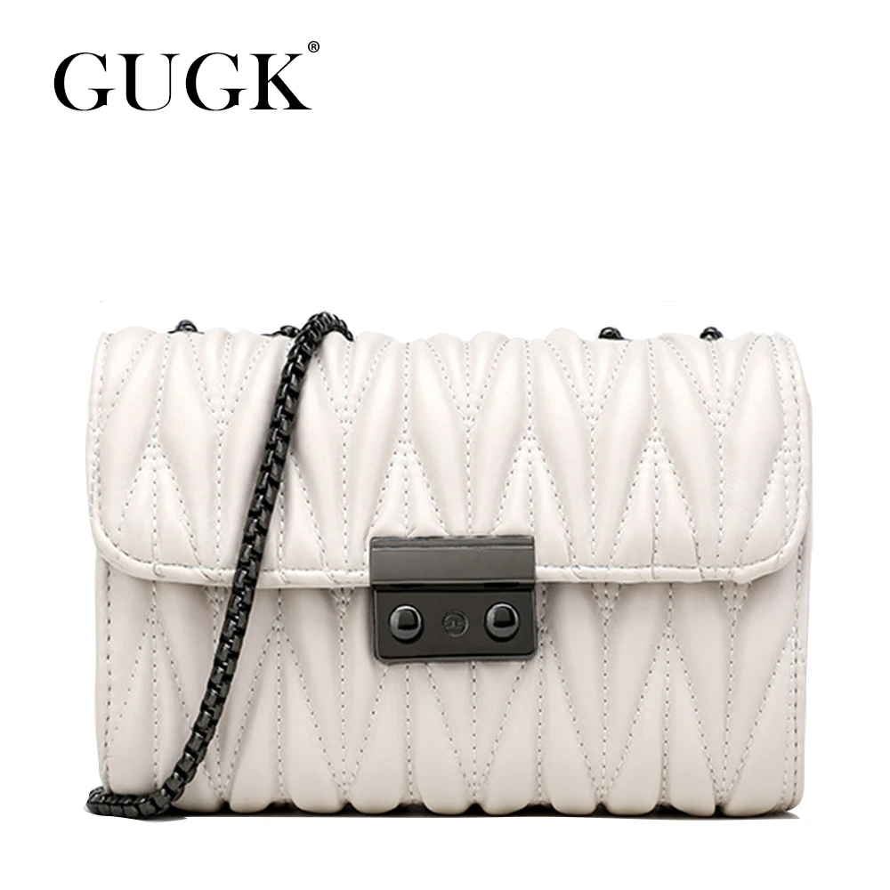 Женские сумки через плечо GUGK с металлическим замком и металлической цепочкой