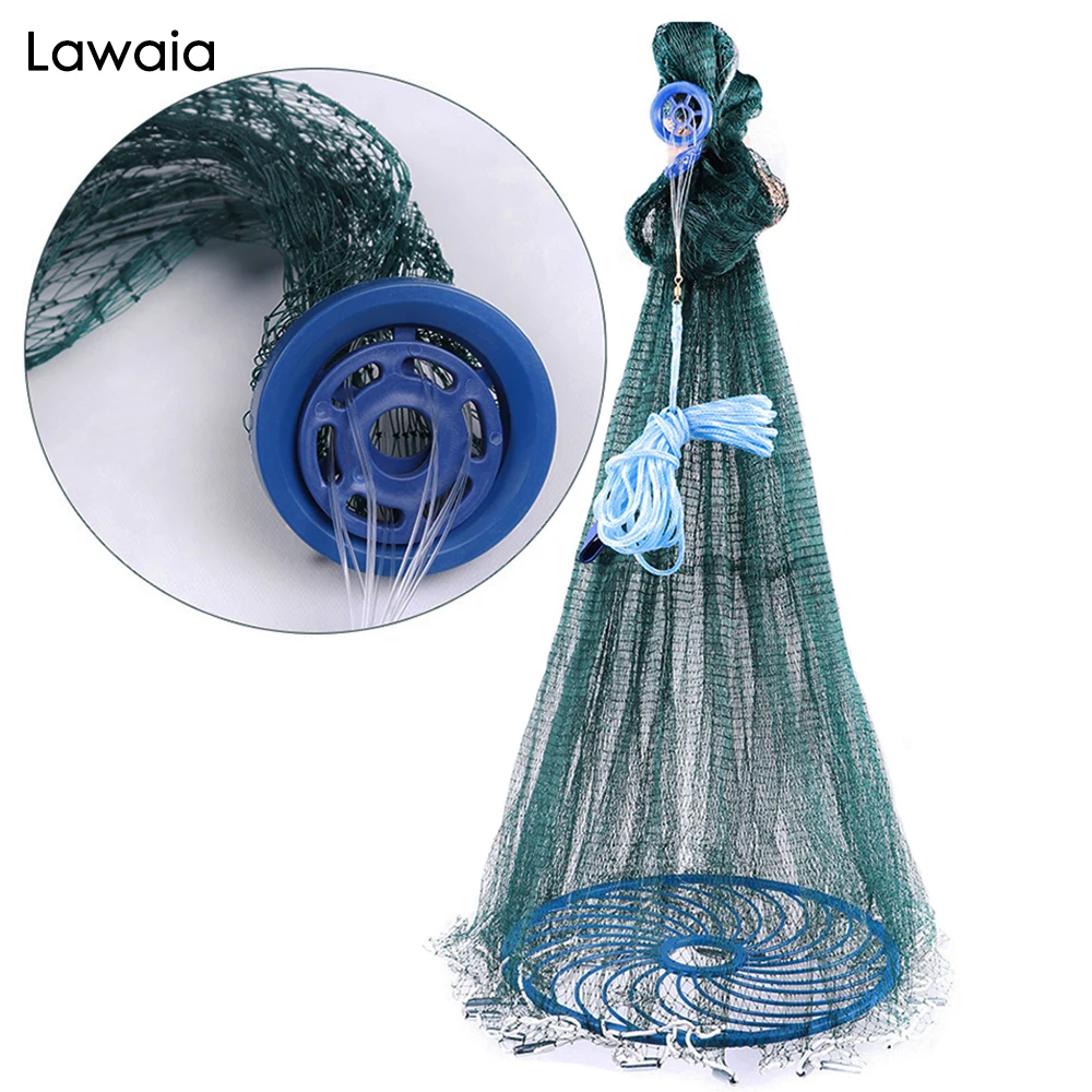 Lawaia Strong Fishing Net Hand Throw Cast Nets For Fishing Green