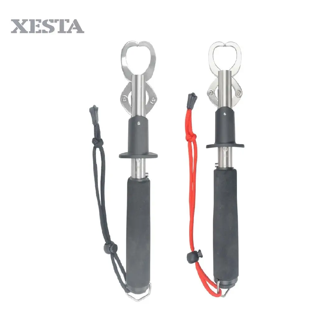 

XESTA Portable Stainless Steel Fishing Gripper Fish Lip Grip Grab Carp Fishing Lip Grip EVA handle Tackle Tools free shipping
