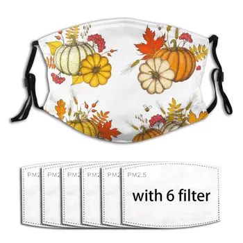 

Washable Face Breathing Mask Reusable Anti Dust Mouth Mask Hand Drawn Frame With Fall Leaves Pumpkin Mask For Adults