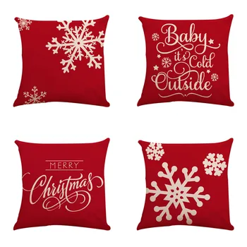 

Christmas 4PC Cotton Zipper Sofa Snowman Throw Pillows set Cushion Cover Decorativos Coussin Pillow Case Eco-Friendly A19