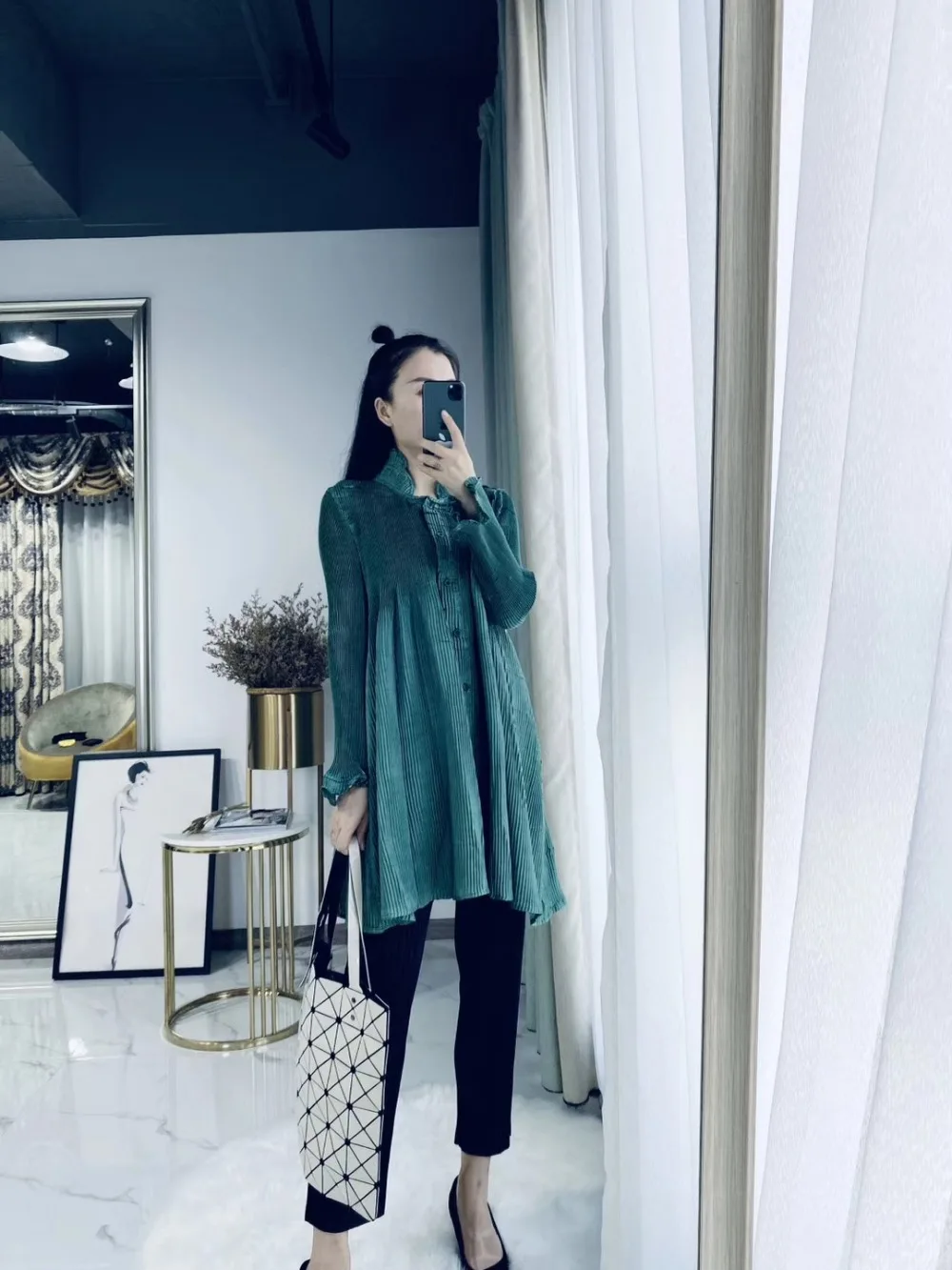 Горячая Распродажа Miyake однобортный однотонный Тренч с длинным рукавом ветровка с воротником-стойкой
