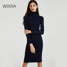 Wixra Женские повседневные сексуальное обтягивающее водолазка дресс-код элегантная база базовая тренды повседневная Зима осень весна топ платье в рубчик трикотаж Wixra Женские повседневные сексуальное обтягивающее водолазка дресс-код элегантная база базовая тренды повседневная Зима осень весна топ платье в рубчик трикотаж
