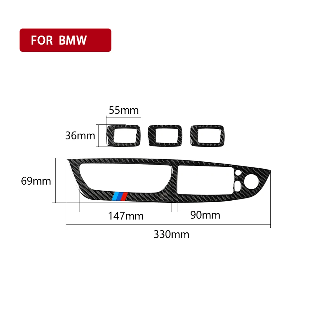

Car Auto Carbon Fiber Black Window Glass Button Trim For BMW E71 X6 2009-2014
