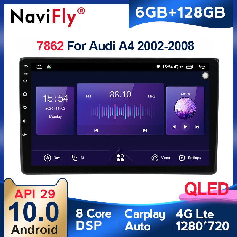 Автомагнитола NaviFly для Audi стерео-система на Android 10 0 6 ГБ ОЗУ 128 Гб ПЗУ с GPS