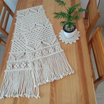 

HOT-Handmade Table Runner Boho Table Runner Wedding Table Decor Rustic Home Decor Kitchen Table Wedding Table Décor