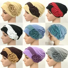 2020 nowe w kwiatki muzułmański hidżab Turban arabski szalik na głowę moda kwiat kobiety czepek dla osób po chemioterapii Bandana bawełniana tanie tanio Dromiya Wewnętrzna hijabs Poliester Dla dorosłych Kwiaty Suknem XM345 Na co dzień