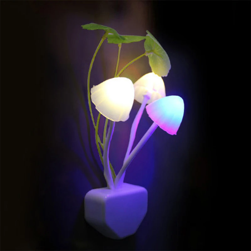 

NEW Mushroom Night Light EU US Plug Light Sensor AC110V-220V 3 LED Colorful Mushroom Lamp Led Night Lights 2020.6.2