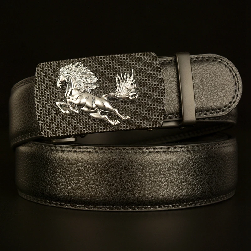 Hot Fashion Men's Black Genuine Leather Belt Dragon Automatic Buckle Waist Strap
