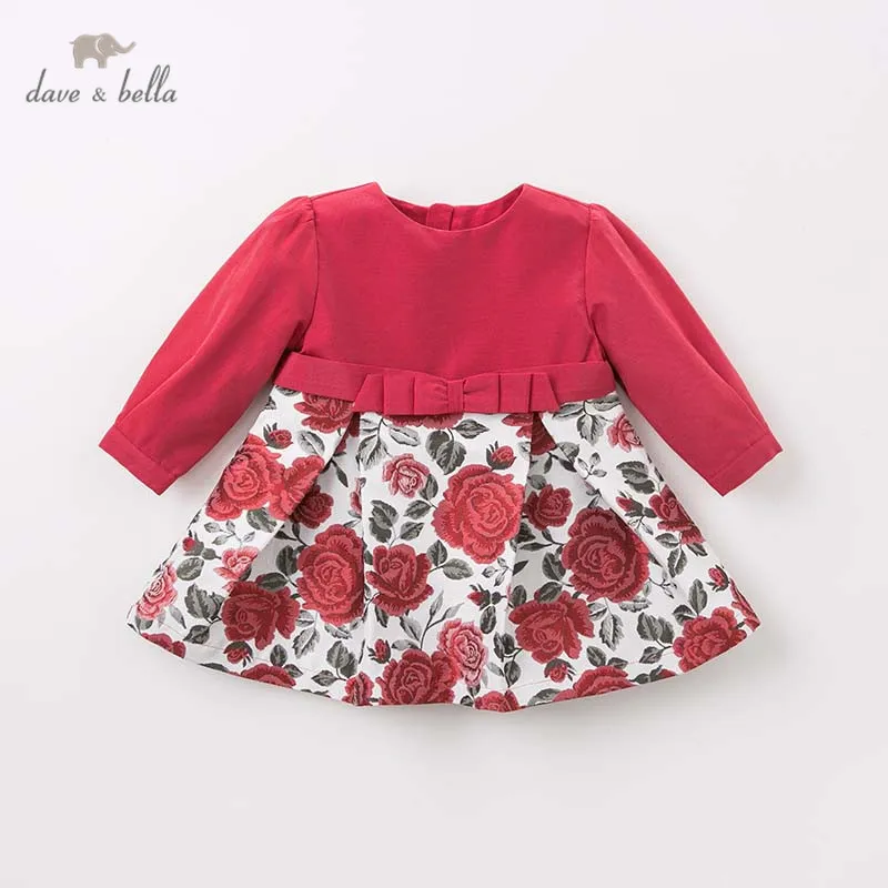 Dave bella/платье принцессы с цветочным рисунком для маленьких девочек; платье на свадьбу и День рождения; эксклюзивное детское платье с длинными рукавами