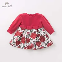 Dave bella/платье принцессы с цветочным рисунком для маленьких девочек; платье на свадьбу и День рождения; эксклюзивное детское платье с длинными рукавами