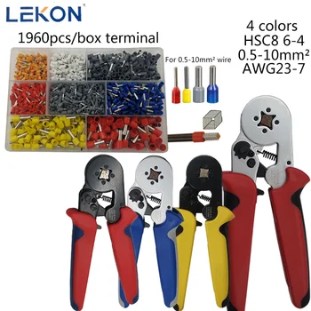 

HSC8 6-4 Crimping Pliers Crimper Tubular Terminal 0.25-10mm2 Crimper Suit Hand Tools Crimping Tools Terminals Box 0.5-10 Suit