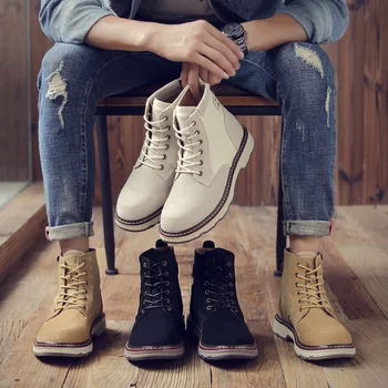 

Martin Boots Male Genuine Leather High-Top the British Autumn Versatile Short Boots Vintage Korean-Style Youth Desert Outdoor To