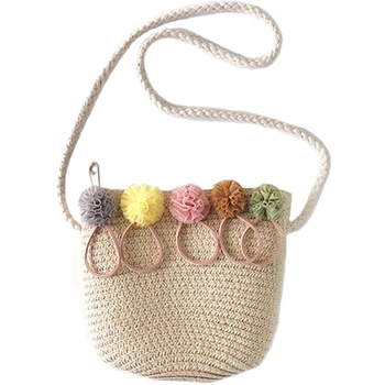 

Girls Shoulder Bag Straw Rattan Weave Crossbody Bag For Baby Girls Best(Beige)