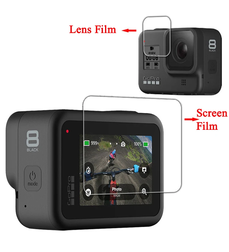 

Tempered Glass Protector Cover Case for GoPro Hero 6 7 8 Hero Black Silver Camera Lens Cap LCD Screen Protective Film