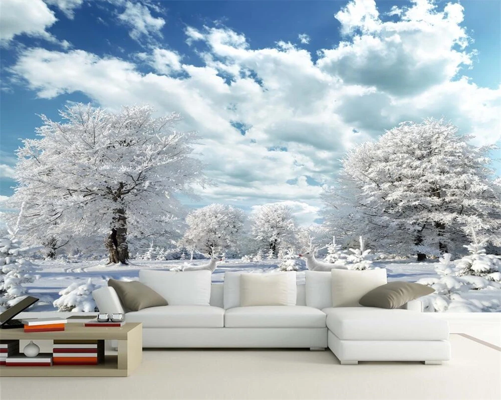 Beibehang-Custom-wallpaper-beautiful-snow-HD-Elk-living-room-TV-background-walls-home-decoration-restaurant-shop (1)