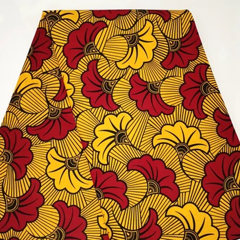 

African Wax Fabric Golden Silver Cotton Wrap Dress Stretch Ankara Batik Nigerian High Quality Material Patchwork For Wedding