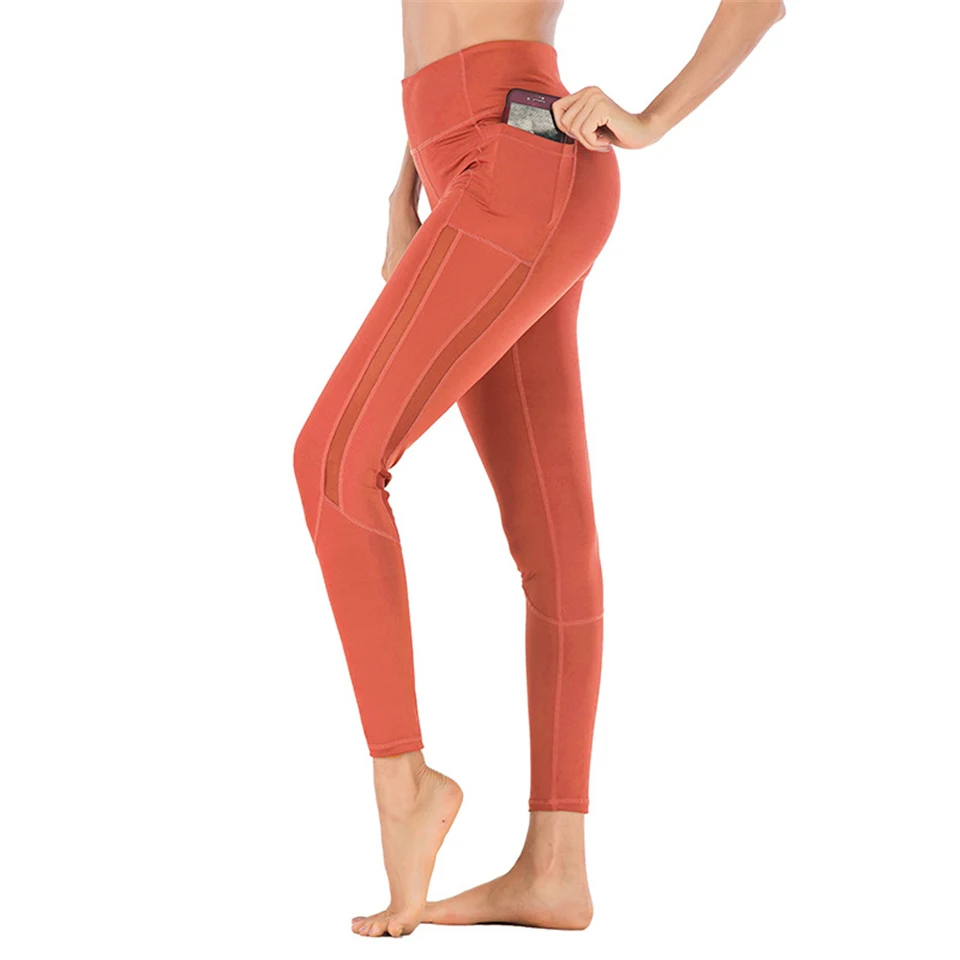 Йога женские брюки, леггинсы Хип До Спорт S-XL узкие штаны для Фитнес спортивные Для женщин брюки Высокая Талия спортивные эластичные леггинсы для спортивного зала - Цвет: 6032 Orange