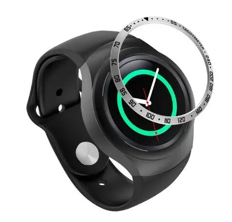 Чехол для умных часов для samsung gear S2 SM-R720 кольцо с ободком аксессуары для умных часов клейкая крышка против царапин из нержавеющей стали - Цвет: E5Silver
