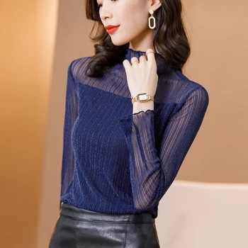 بلوزة نسائية ذات ياقة مدورة لعام 2025 بلوزات نسائية من الدانتيل قميص Ropa Mujer Vetement قميص نسائي ملابس نسائية 2