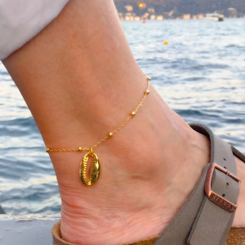 

Summer Beach Style Metal Sea Shell Anklets for Women Bohemian Vintage Geometric Yoga Foot Jewelry Barefoot Sandals Anklet YN960