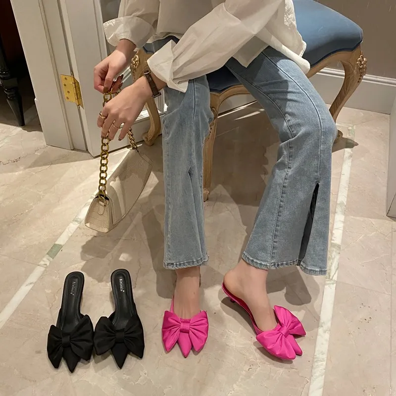 2018 New Bowtie Women Pointed Toe Casual Women Mules Slippers BRDTYSR 2018 New Bowtie Women Pointed Toe Casual Women Mules Slippers BRDTYSR