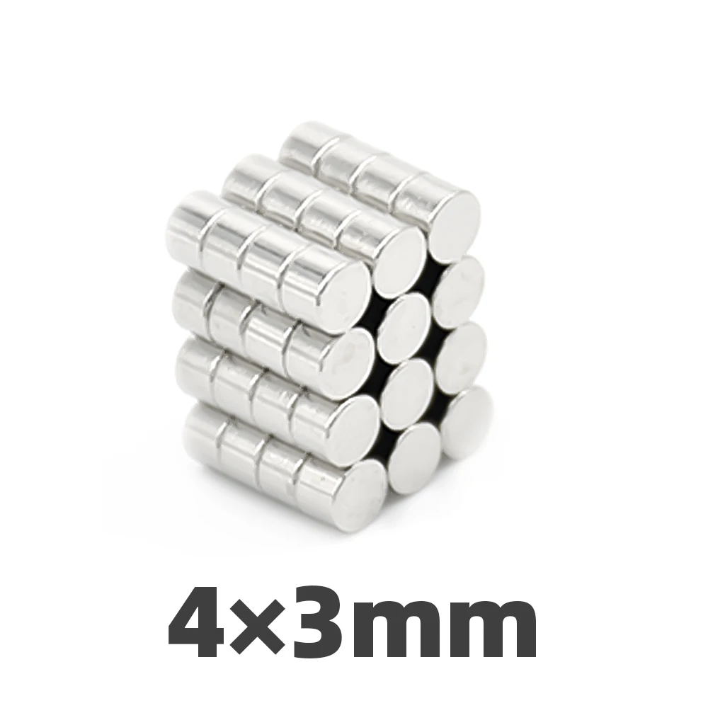 AI DIY 50/100Pcs 4 × 3 мм N35 неодим магнитный диск супер сильный и прочный мини маленькие круглые маленькие редкоземельных магнитов лист 4*3 мм